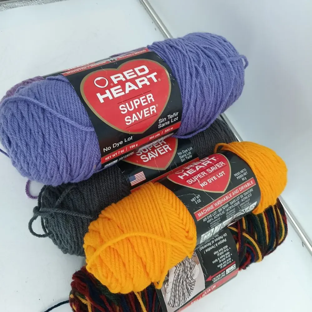 5X Red Heart Mixed Colors Acrylic Yarn